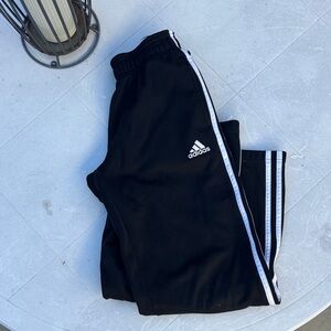 Adidas Kids Black Joggers with White Stripes